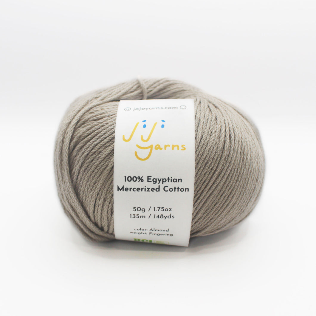 100% Egyptian Mercerized Cotton Yarn in Almond Fingering Weight