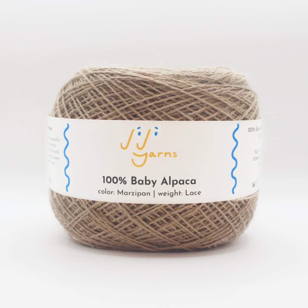 100% Baby Alpaca Yarn in Marzipan - Lace Weight