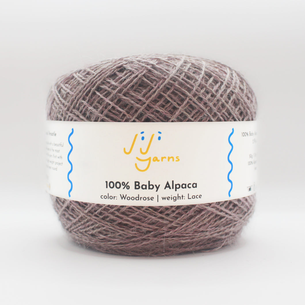 100% Baby Alpaca Yarn in Woodrose - Lace Weight