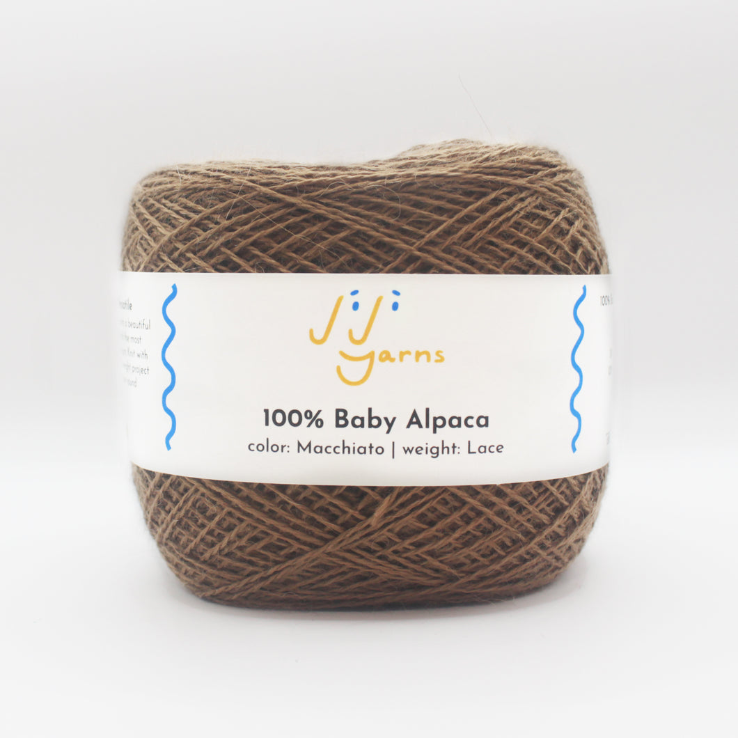 100% Baby Alpaca Yarn in Macchiato - Lace Weight