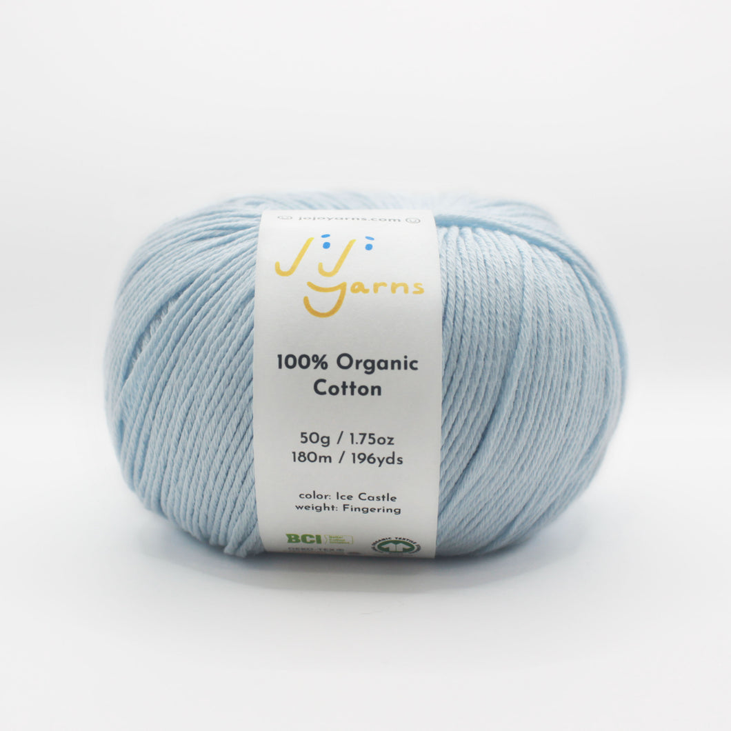 100% Organic Cotton Yarn in Ice Castle Fingering Weight