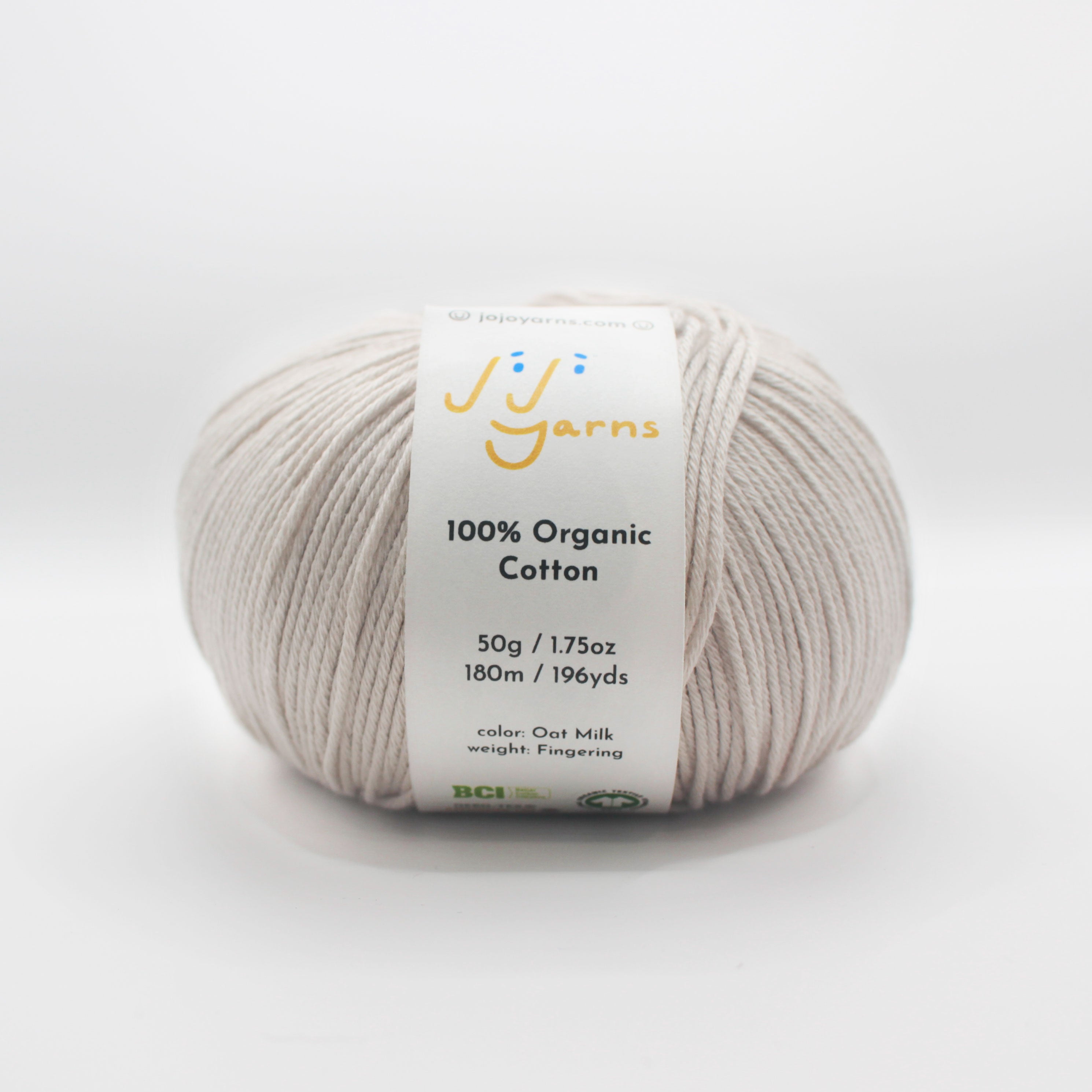 100% Organic Cotton Yarn in Oat Milk Fingering Weight
