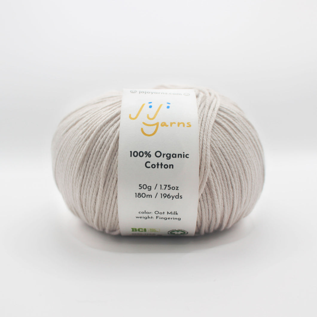 100% Organic Cotton Yarn in Oat Milk Fingering Weight