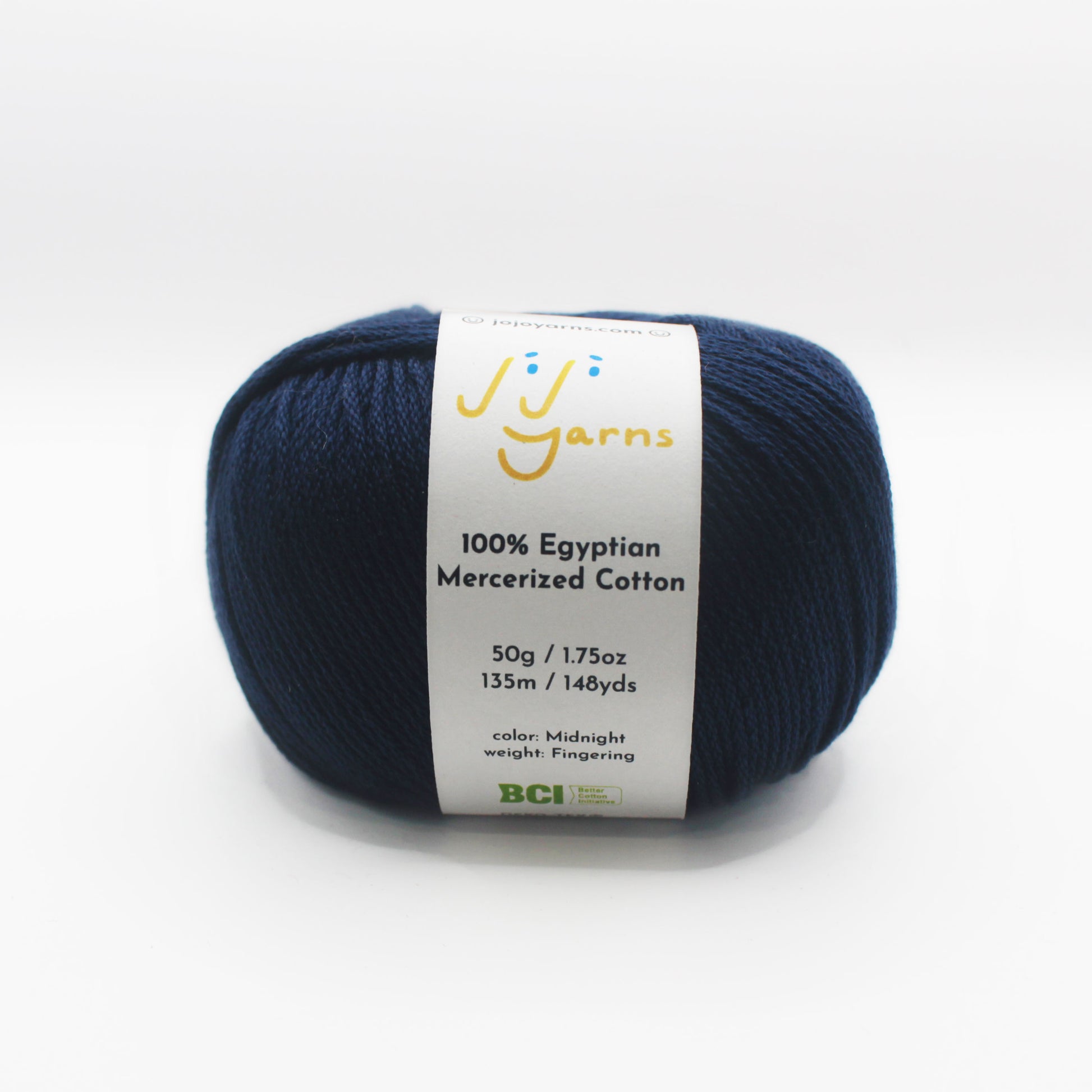 100% Egyptian Mercerized Cotton Yarn in Midnight Fingering Weight (Navy)