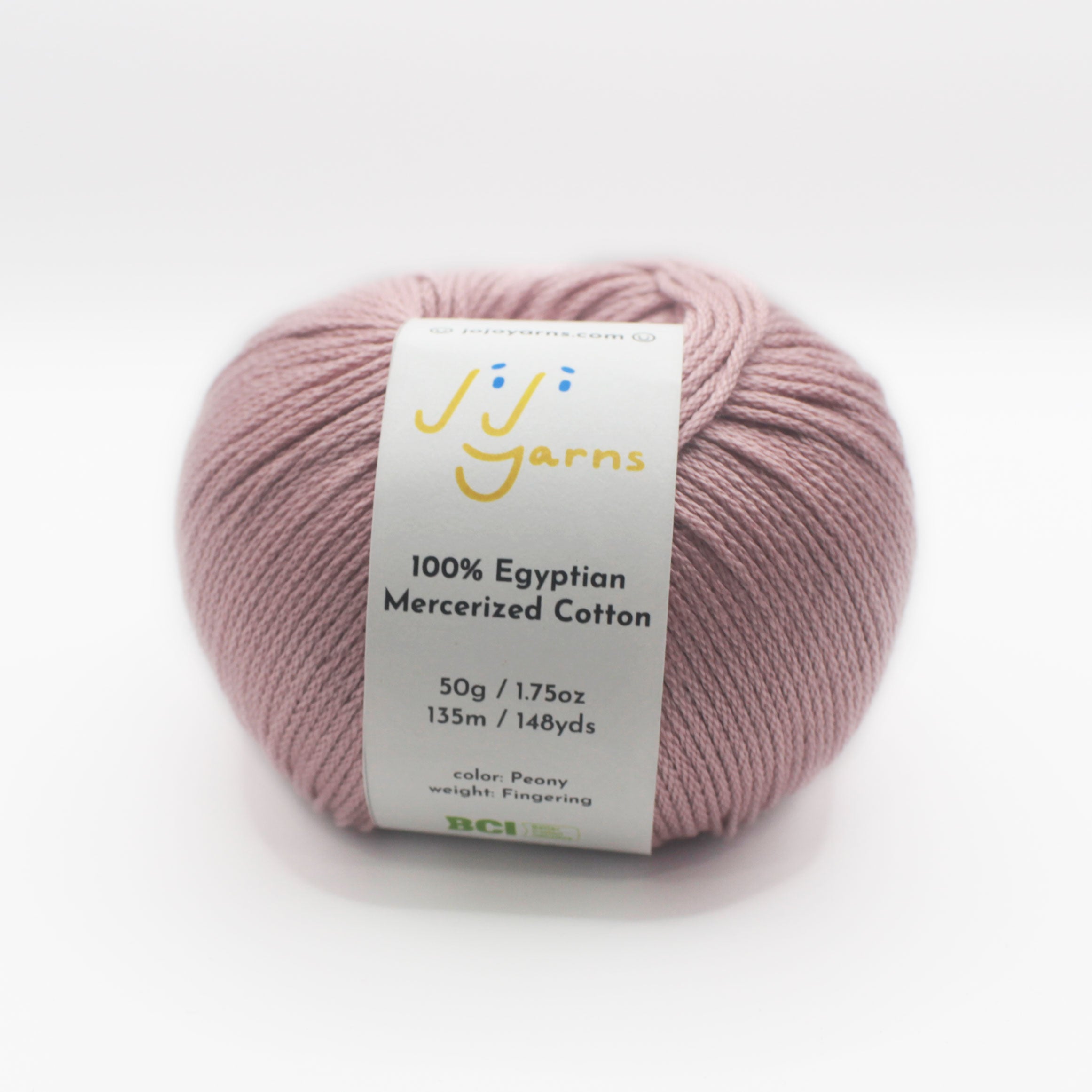 100% Egyptian Mercerized Cotton Yarn in Peony Pink Fingering Weight