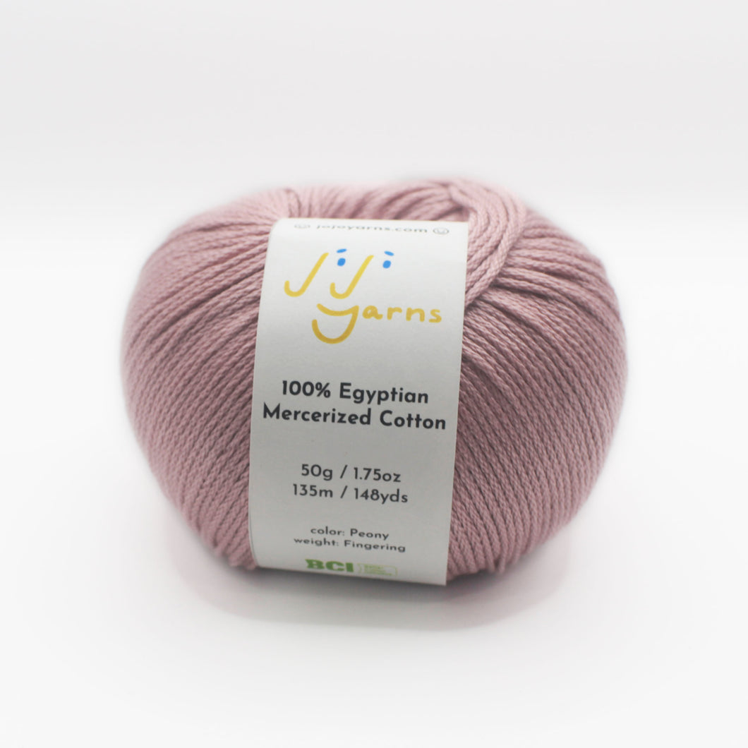 100% Egyptian Mercerized Cotton Yarn in Peony Pink Fingering Weight