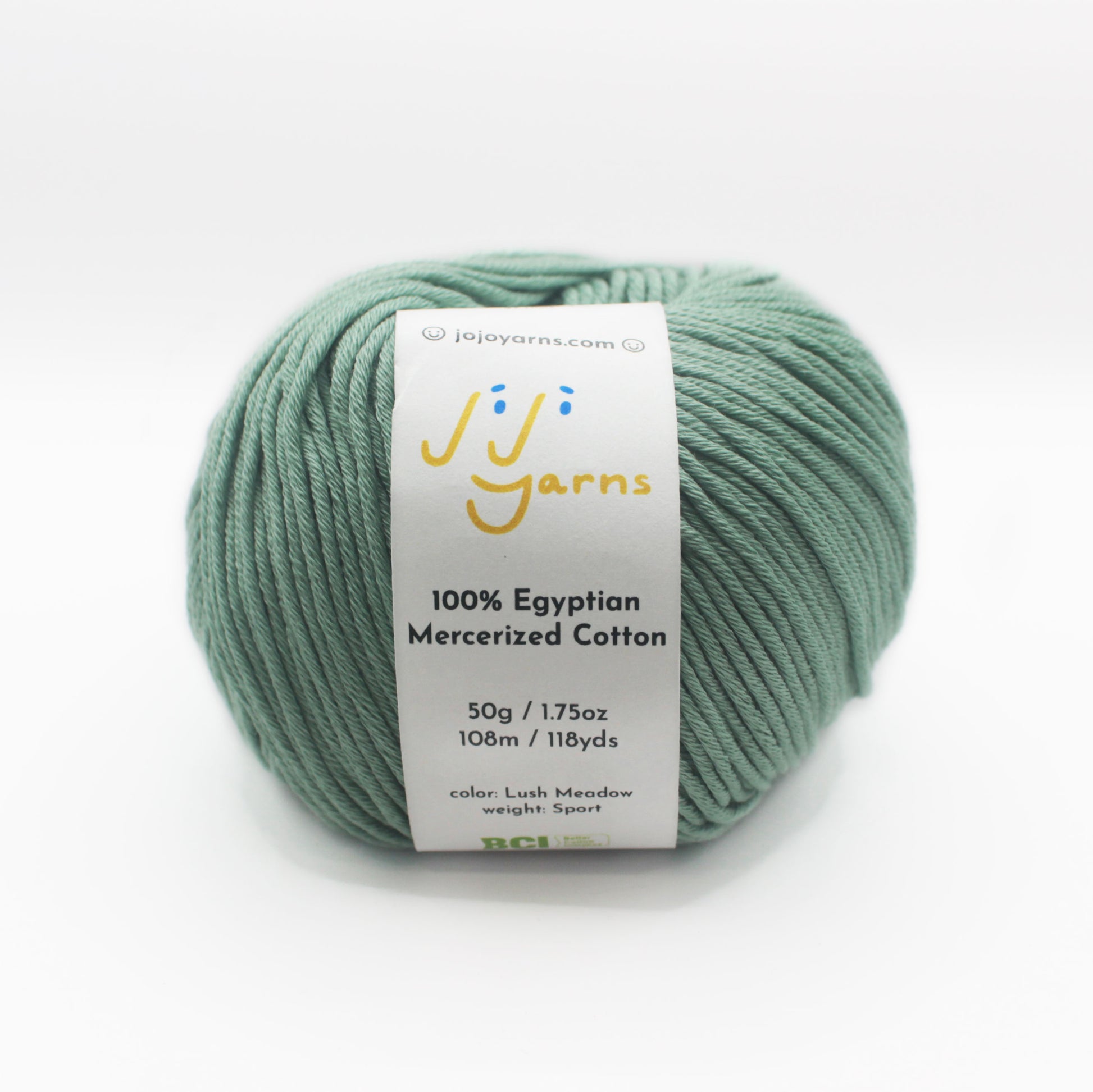 100% Egyptian Mercerized Cotton Yarn in Lush Meadow Sport Weight (Green)