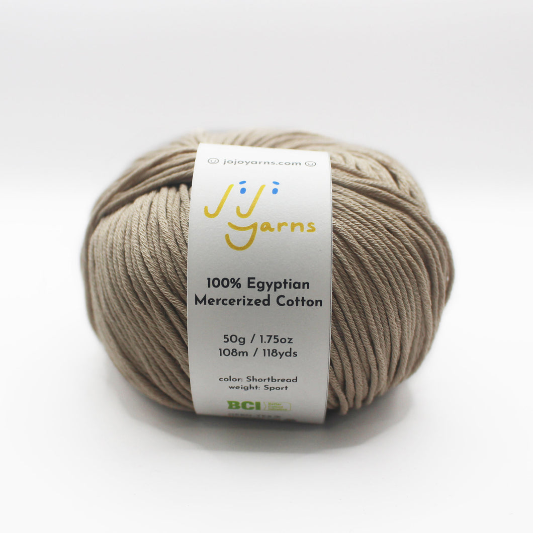 100% Egyptian Mercerized Cotton Yarn in Shortbread Sport Weight (Sand)