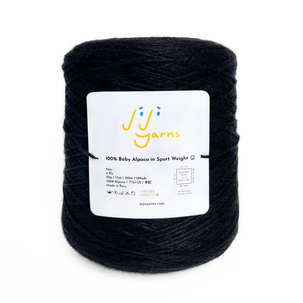 Preorder Cone - 100% Baby Alpaca in Noir Sport Weight