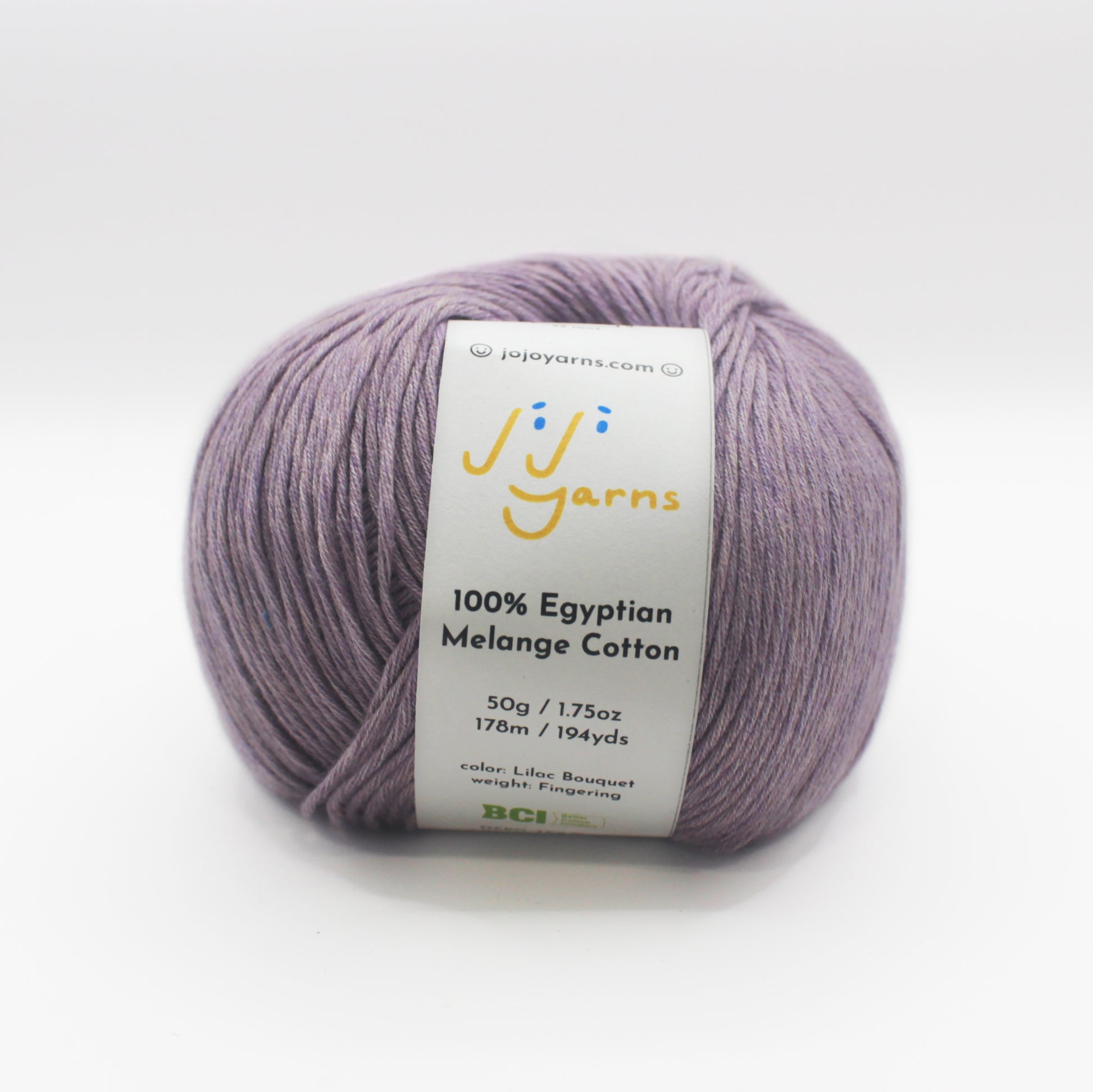 100% Egyptian Melange Cotton Yarn in Lilac Bouquet Fingering Weight (Purple)