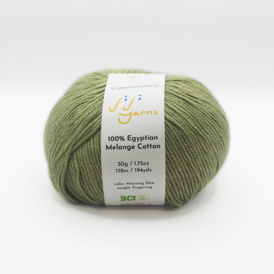 100% Egyptian Melange Cotton Yarn in Morning Dew Fingering Weight (Green)