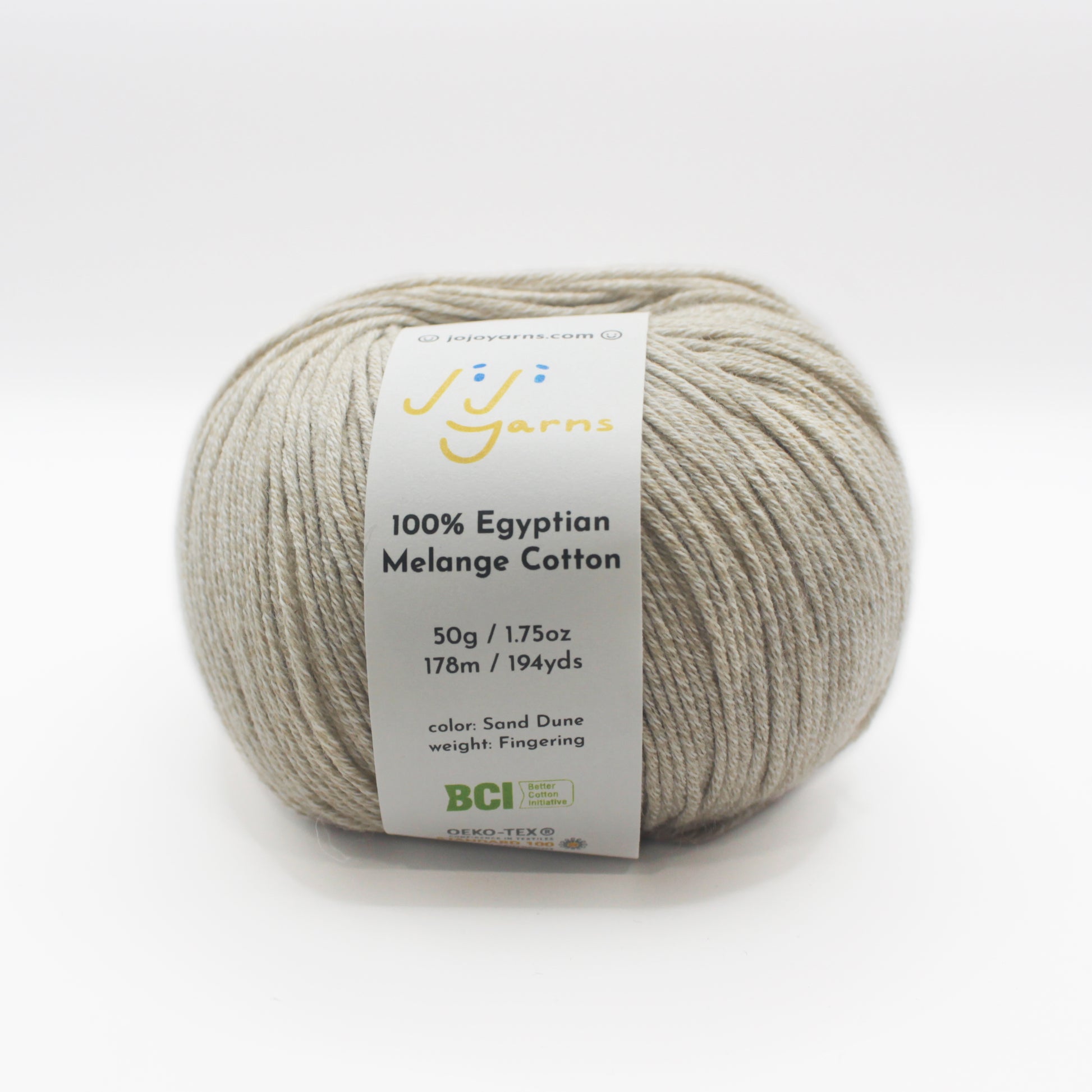 100% Egyptian Melange Cotton Yarn in Sand Dune Fingering Weight