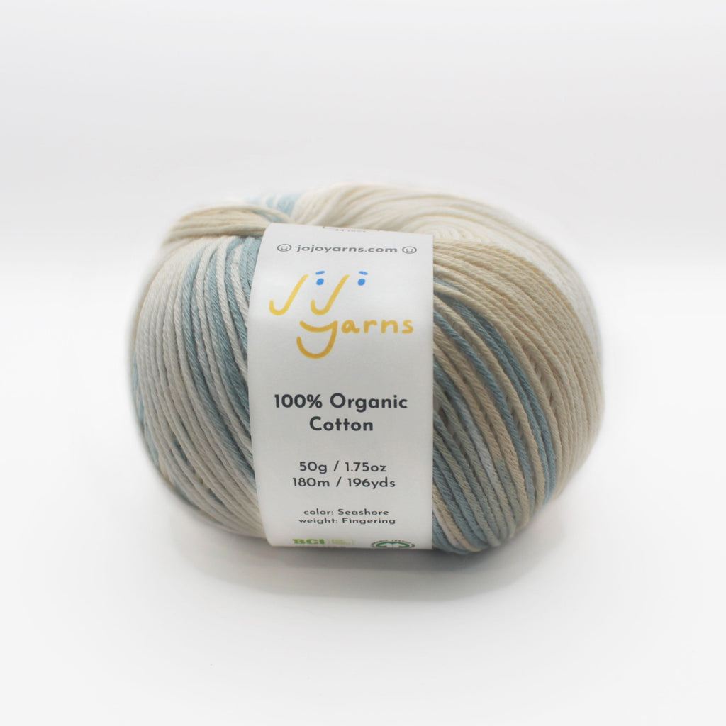 100% Organic Cotton Yarn in Seashore Fingering Weight