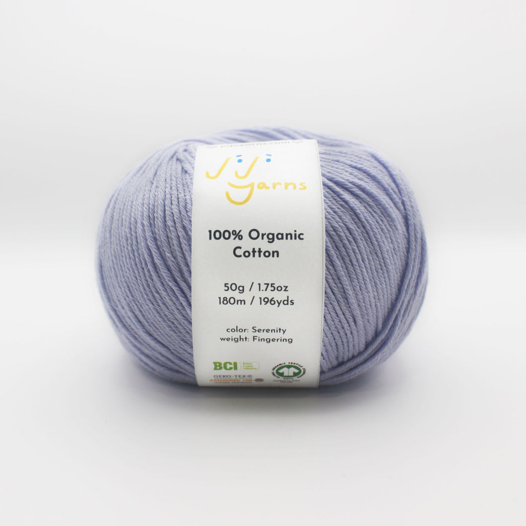 100% Organic Cotton Yarn in Serenity Fingering Weight