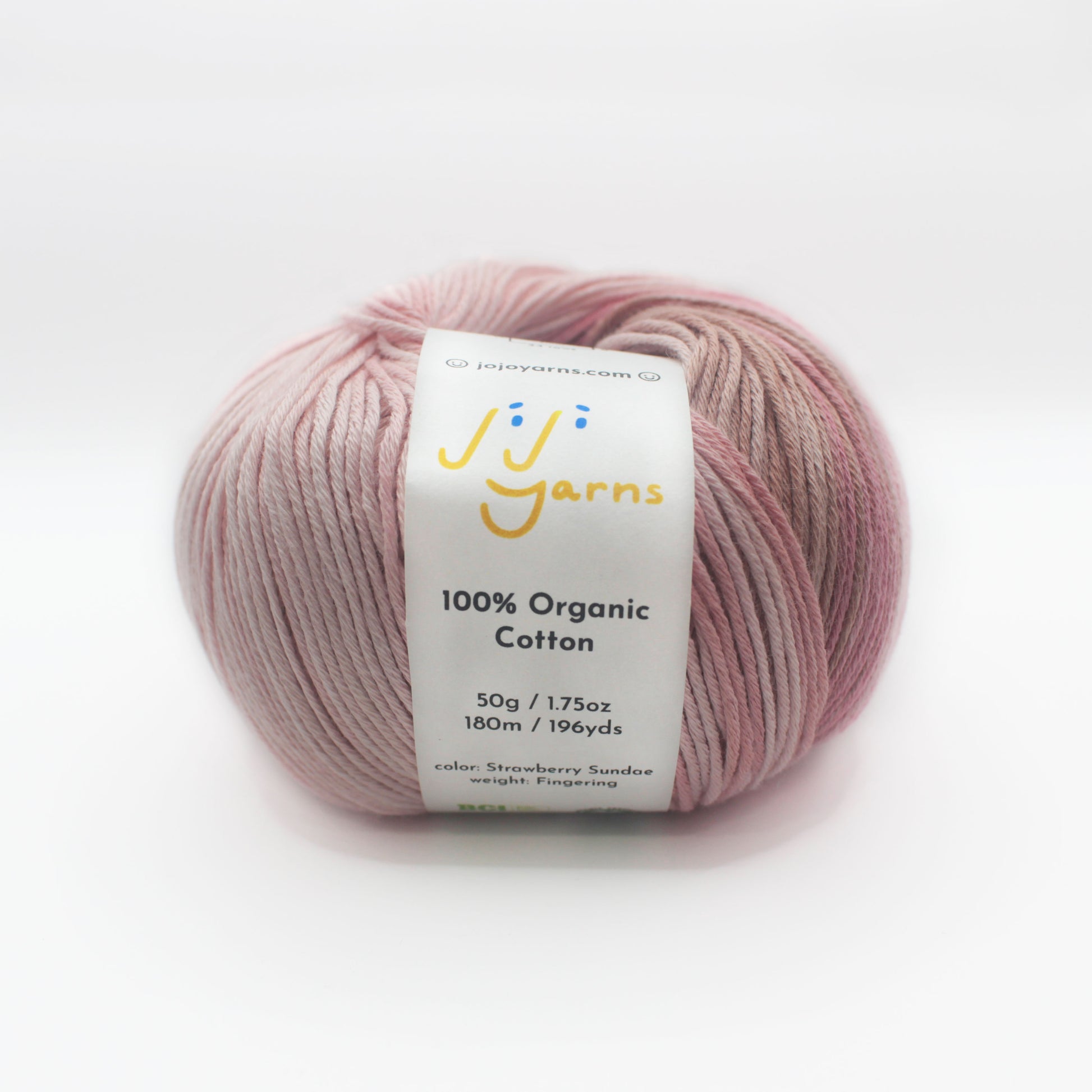 100% Organic Cotton Yarn in Strawberry Sundae Fingering Weight