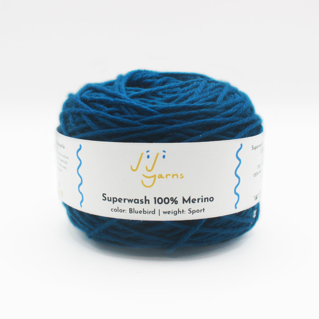 Superwash 100% Merino in Bluebird - Sport Weight (Blue)