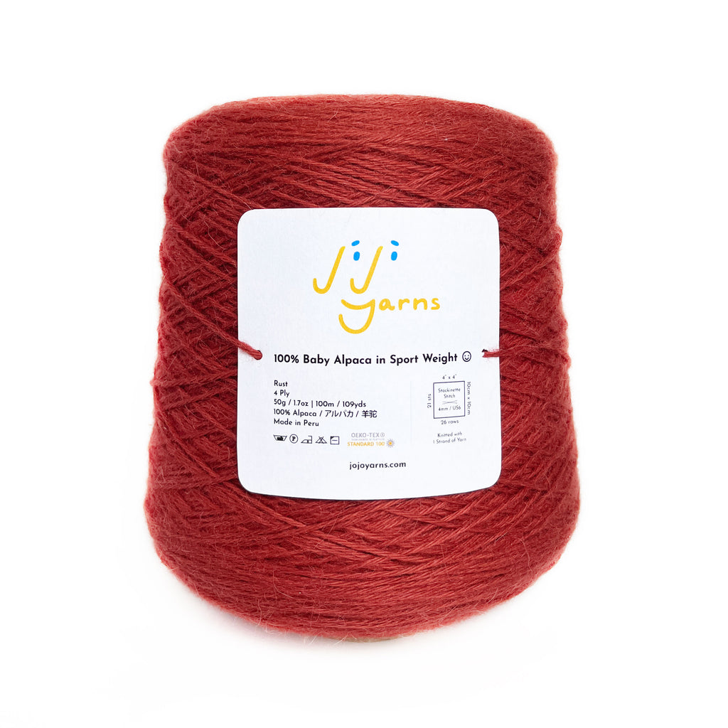 2000m Cone - 100% Baby Alpaca in Rust Sport Weight
