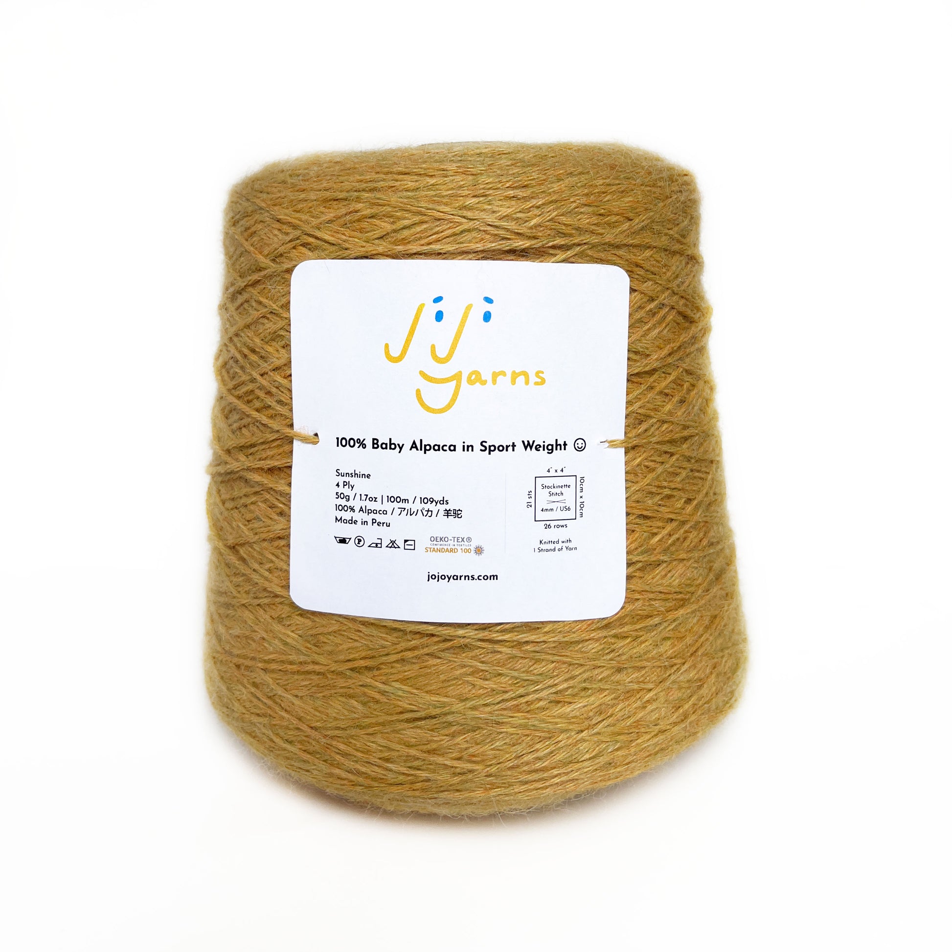 100% Baby Alpaca in Sunshine Sport Weight